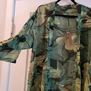 NWOT CHIFON TROPICAL PALM KIMONO SIZE 1X